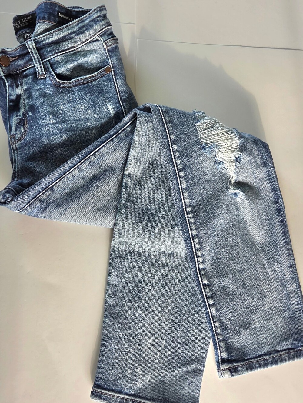 Judy Blue Boyfriend Jeans Distressed Splatter 7 28 Stretch Boho Denim JB82169LT